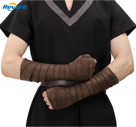 Revorit Medieval Hand Wraps Renaissance Faux Suede Bracers LARP Halloween Cosplay Costume Accessories