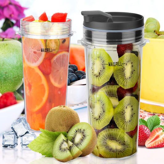 Revorit Ninja Fit Blender Cups Replacement 16 oz Cups Kit with Sip & Straw Lids and To Go Lids QB3001SS BL660 BL770 BL740 BL810
