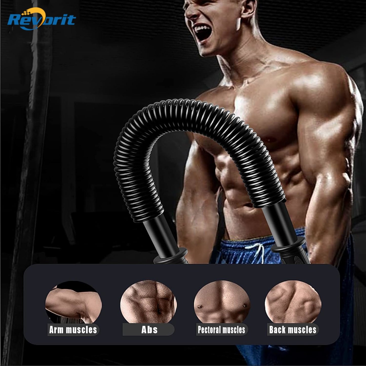 Revorit Power Twister Arm Exerciser for Curl Assist, Bicep and Tricep Strengthener Body-Building Apparatus for Barbell and Dumbbell Workouts, Muscle Isolation for Strengthening Arms,20KG