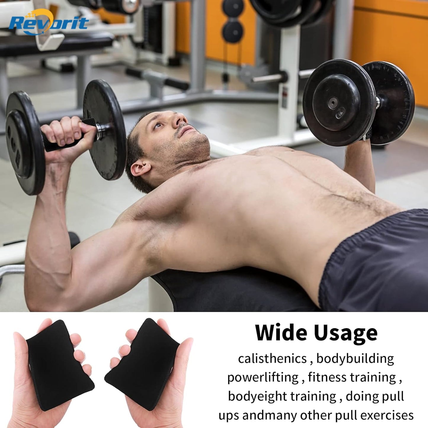 Revorit 10 Pcs Grip Pads for Weight Lifting, Neoprene Workout Pads, Gym Hand Grips, No More Sweaty Gym Gloves