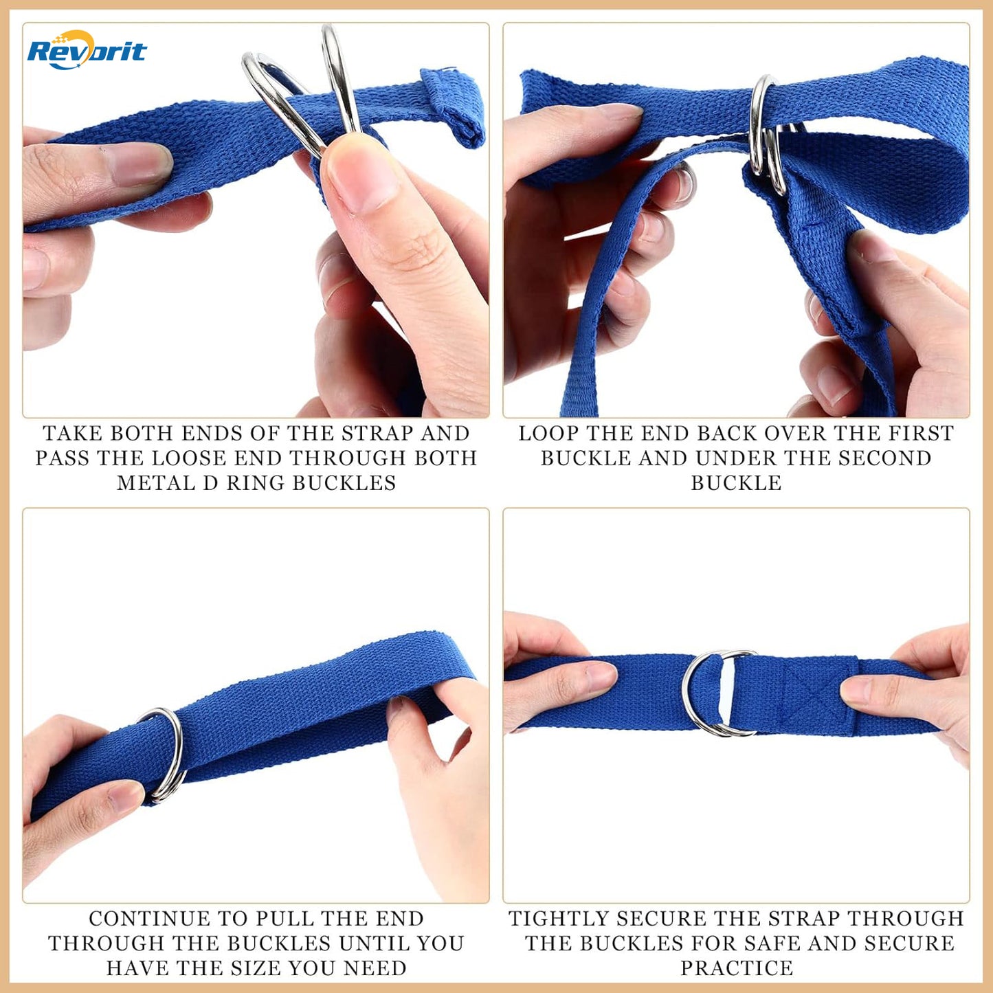 Revorit 6 Pcs Yoga Strap for Stretching 8 Ft Yoga Exercise Adjustable Straps Bands with Safe Adjustable D Ring Buckle for Pilates Gym Workouts Fitness Improves Sitting Posture