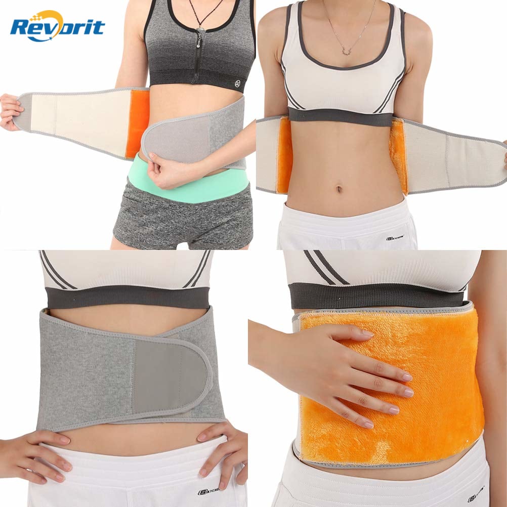 Revorit Men Women Winter Thicken Thermal Plush Waist Warmer Lumbar Support Belt Cozy Warm Abdominal Protector Stomach Body Wrap Band Back Brace Kidney Binder Size
