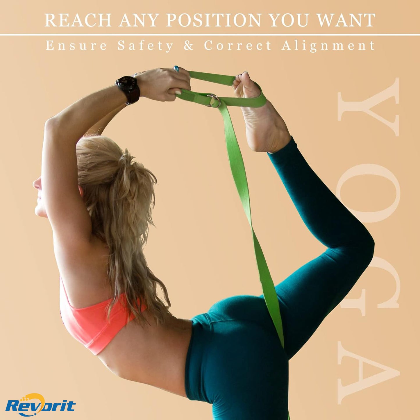 Revorit 6 Pcs Yoga Strap for Stretching 8 Ft Yoga Exercise Adjustable Straps Bands with Safe Adjustable D Ring Buckle for Pilates Gym Workouts Fitness Improves Sitting Posture