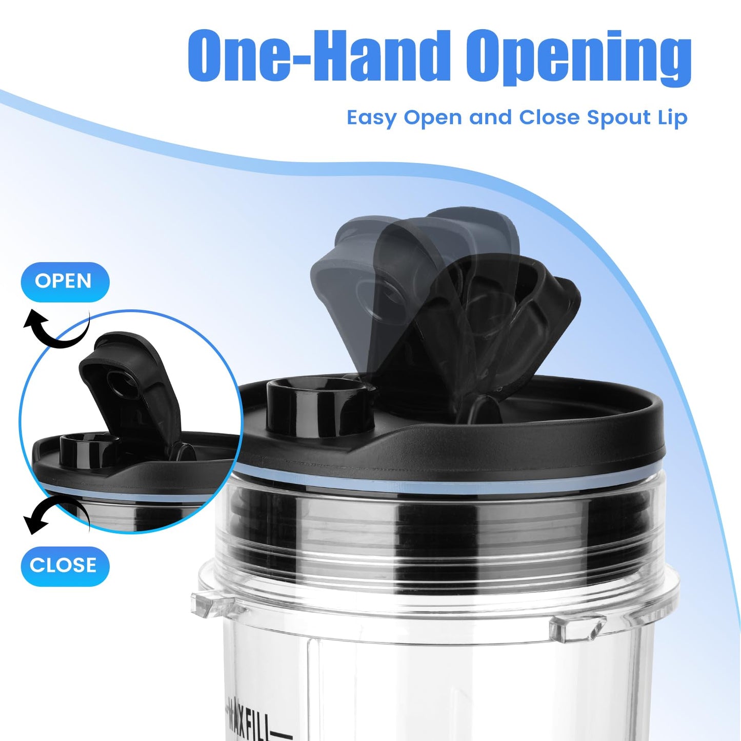 Revorit Ninja Fit Blender Cups Replacement 16 oz Cups Kit with Sip & Straw Lids and To Go Lids QB3001SS BL660 BL770 BL740 BL810